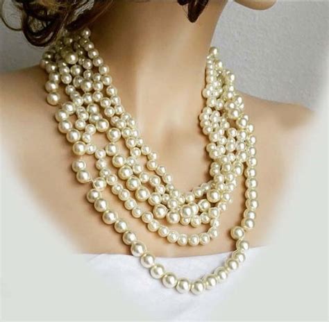 Chunky Statement Pearl Necklace Wedding Necklace Bridal Necklace
