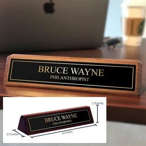 Artblox Office Desk Name Plate Personalized Black White Marble Design