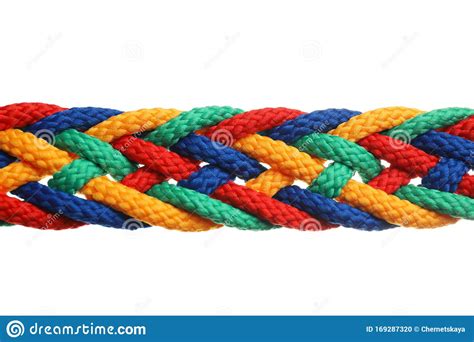 Braided Colorful Ropes On White Unity Concept Stock Photo Image Of