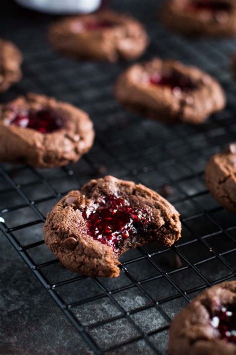Chocolate Raspberry Thumbprint Cookies Wyldflour