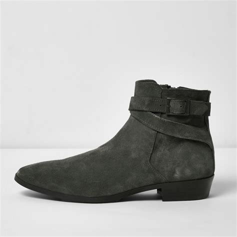 Handmade in texas from oiled roughout suede. River island Dark Grey Suede Chelsea Boots in Gray for Men ...