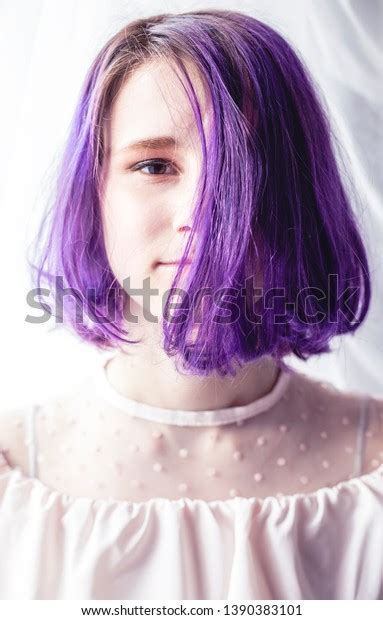 Teen Girl Purple Hair Hipster Stock Photo 1390383101 Shutterstock