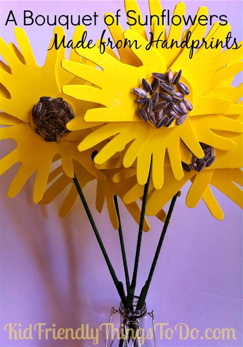 A Bouquet Of Sunflowers Made With Handprints Craft