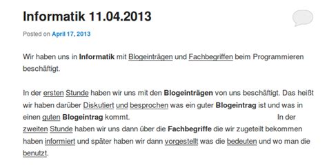 Das schreibe ich hinein 4. Informatik-Unterricht Lerntagebücher mit Wordpress und ...