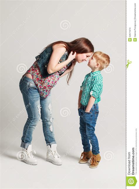 Pregnant Woman With Her Elder Son Stock Photo Image Of Female Mother