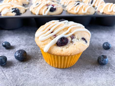 Lemon Blueberry Muffins With White Chocolate Drizzle