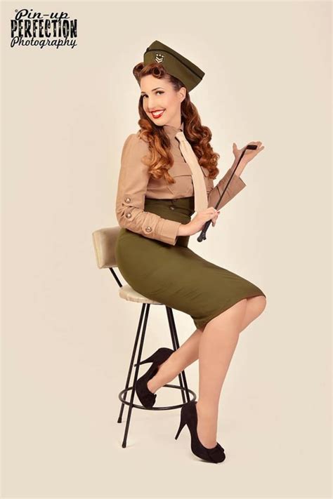 Pinup Military Suit Pin Up Army Outfit High Waist Skirt Shirt Etsy
