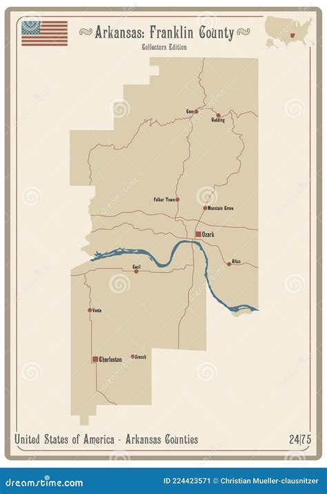 Map Of Franklin County In Arkansas Stock Vector Illustration Of