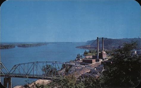 Aerial View Of Hannibal Missouri Mark Twain Memorial Bridge Postcard