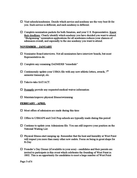 West Point Steps To Admission Checklist Free Download