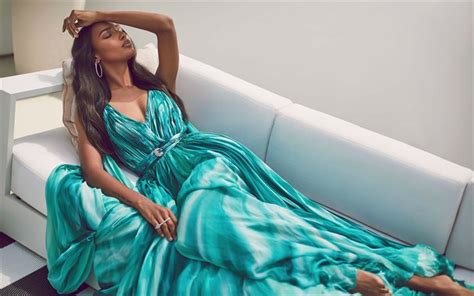Download Wallpapers Jasmine Tookes American Top Model Photoshoot Long Turquoise Dress