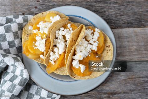 Mexican Potato Stew Tacos With Fresh Cheese Stock Photo Download