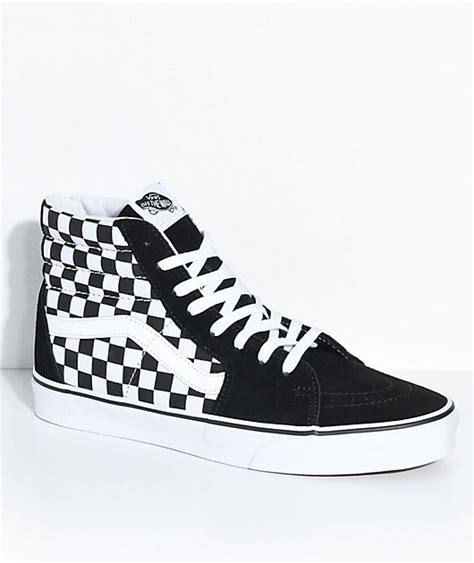 Vans Sk8 Hi Black And White Checkered Skate Shoes