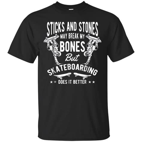 Sticks And Stones May Break My Bones Skateboarding T Shirt Tee Peeze