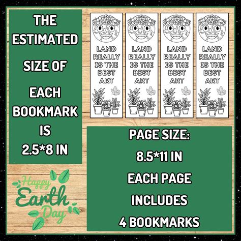 Earth Day Printable Coloring Bookmarks Spring Bookmarks Freebie