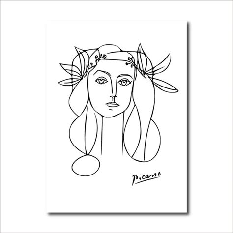 Picasso Poster Modern Minimalist Female Art Picasso Girl Face Sketch