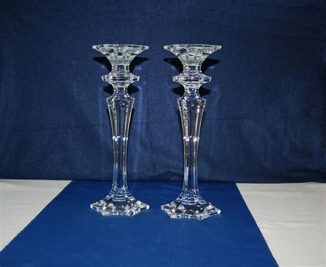 Vintage Exquisite Pair Of Candlesticks Lead Crystal 12 Tall Star Shape