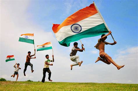 India Flag Fluttering By Kids For Indian Republic Day And Independence