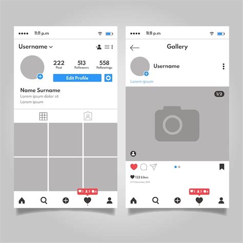 Free Vector Instagram Profile Interface Template Design