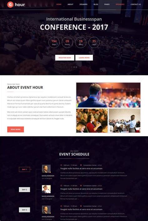 event planning website themes templates