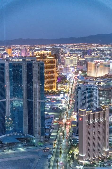 Las Vegas Nv June 30 2018 Aerial View Of The Strip At Night