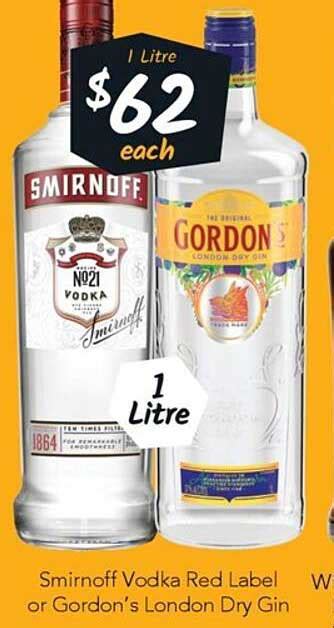 Smirnoff Vodka Red Label Or Gordon S London Dry Gin Offer At