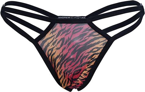 Amazon Com Andrew Christian Sheer Tiger Thong W Almost Naked Multi X