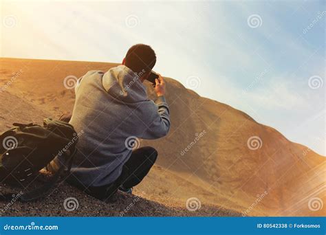 Man In The Desert Stock Photo Image Of Adventure Recreation 80542338