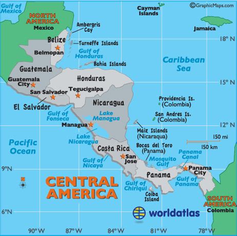 Central America Capital Cities Map - Central America Cities Map, San ...