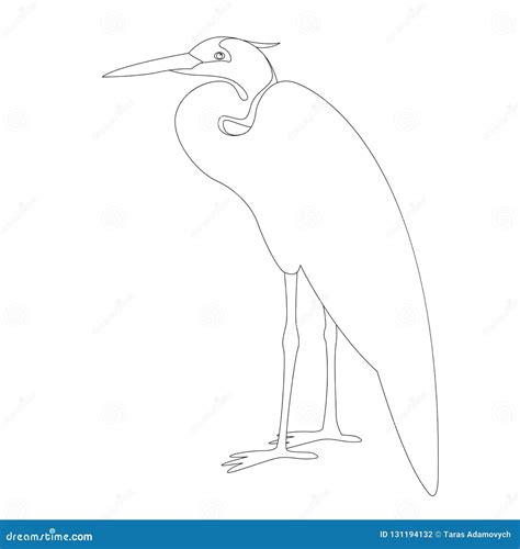 Heron Is Standing Vector Illustration Lining Draw Stock Vector