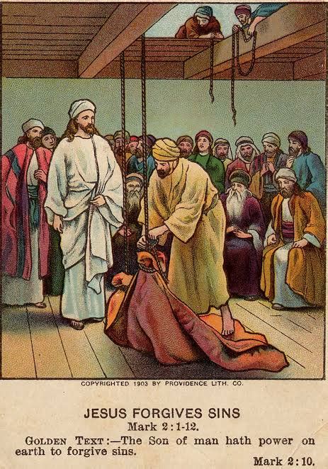 Bible Story Down Through The Roof Jesus Heals A Paralytic Man My