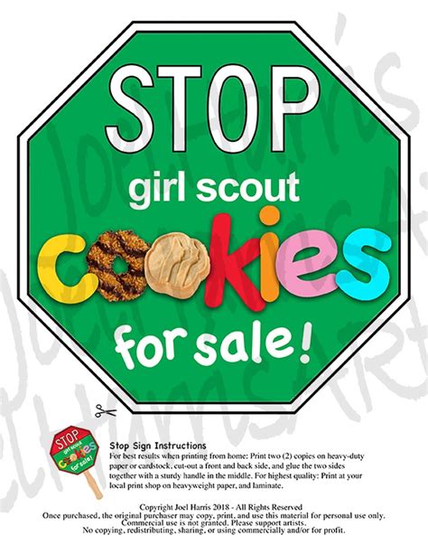 Girl Scout Cookies STOP Sign Cookie Booth Printable JUMBO Etsy