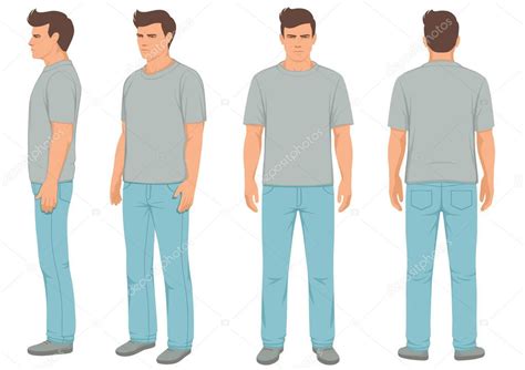 Fashion Man Isolated Front Back And Side View Stock Illustration My