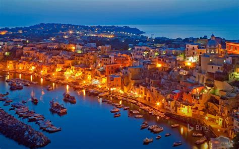 Procida Island In The Gulf Of Naples Italy Naples Italy Blue Hour