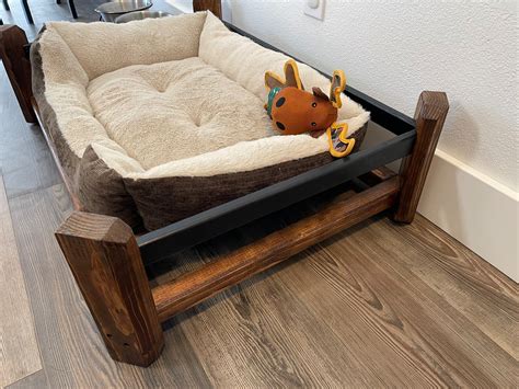 Personalized Dog Bed Frame Dog Bowl Stand Rustic Dog Bed Etsy