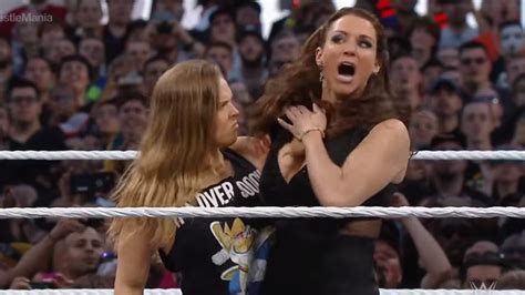 Stephanie McMahon Tangles With Ronda Rousey WrestleMania 31 YouTube