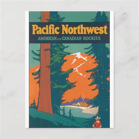 Pacific Northwest Vintage Travel Poster Artwork Postcard Zazzle