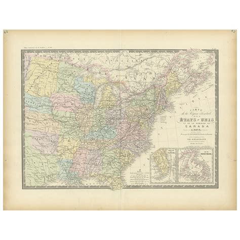 Antique United States Usa Map Original 1875 Blacks Atlas United States