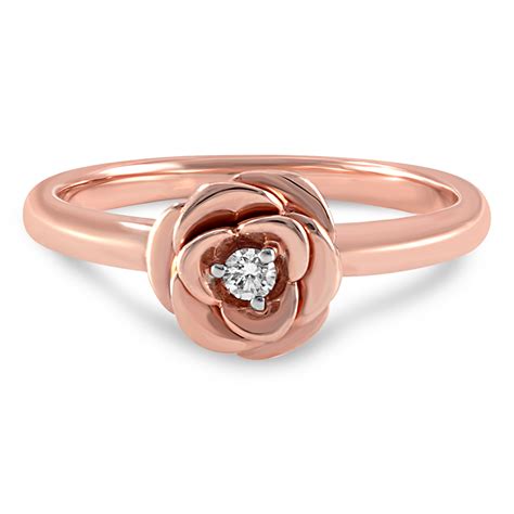 14k Rose Gold And Diamond Flower Ring By Estenza
