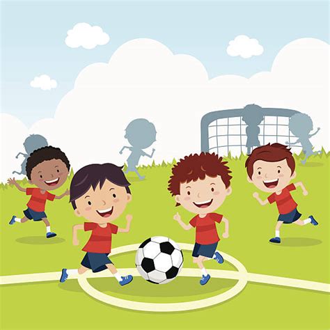 Kids Playing Soccer Clip Art