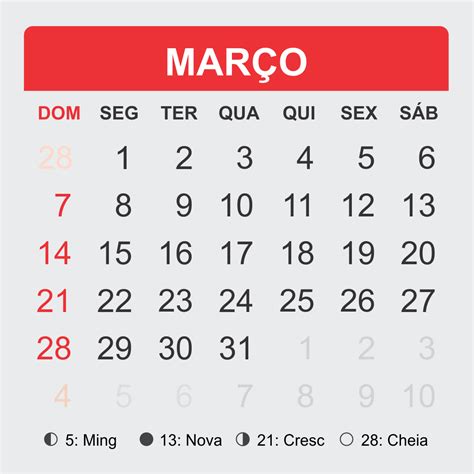Calendário De Março 2021