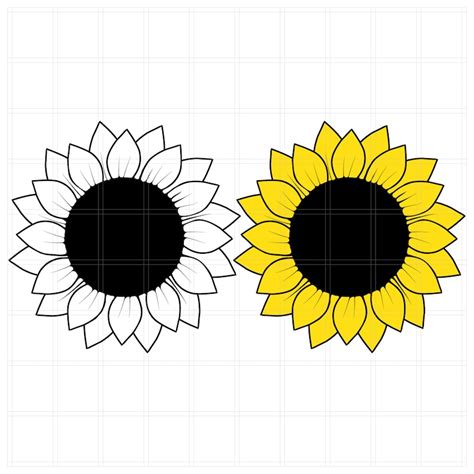 2 Sunflower Svg Cut Files Silhouette Cut File Cricut Svg Etsy