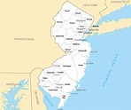 Large administrative map of New Jersey state with major cities ...