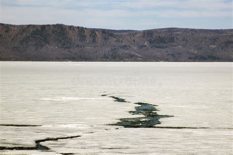 First Cracks In The Ice Of Lake Baikal Stock Photo Image Of Baikal