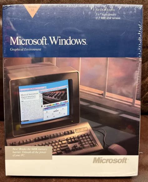 Microsoft Windows 30 New Sealed Vintage 525 Version For Dos Floppy