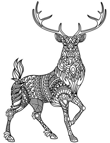 deer zentangle coloring page  printable coloring pages