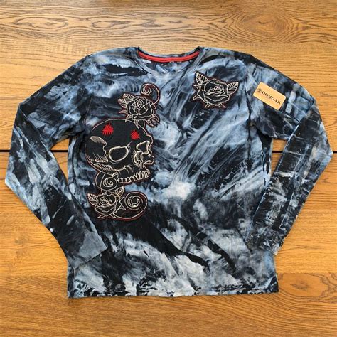 Vintage Affliction Long Sleeve Thermal With Red Stone And Skull Grailed