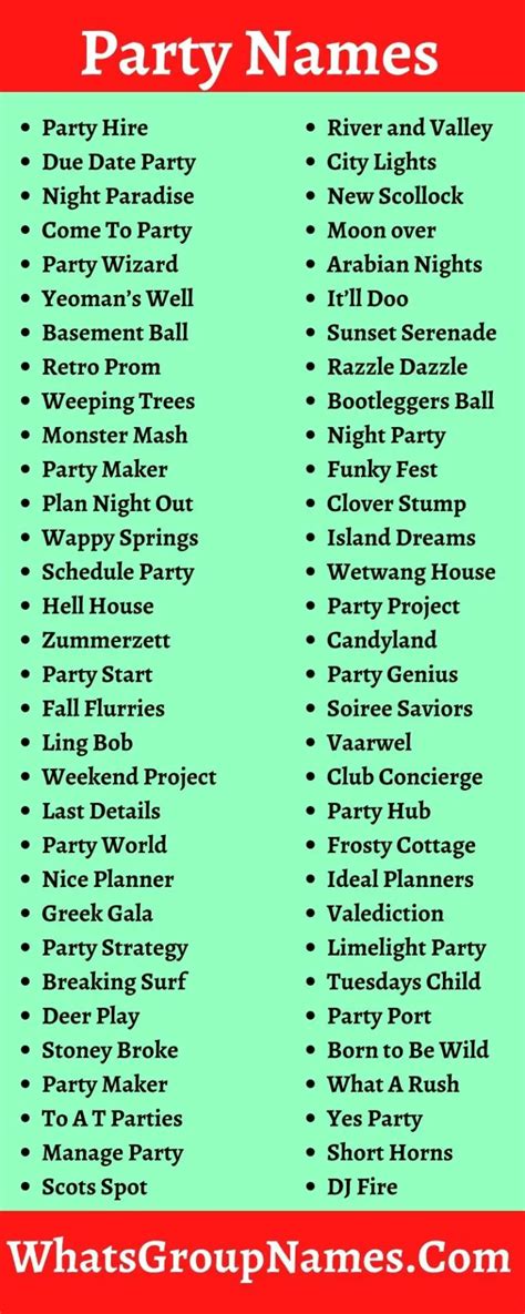 400 Party Names Catchy Clever And Summertime Party Names