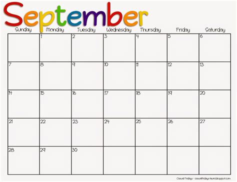 Free Printable Calendars September