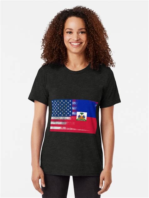 Haitian American Half Haiti Half America Flag T Shirt By Ozziwar